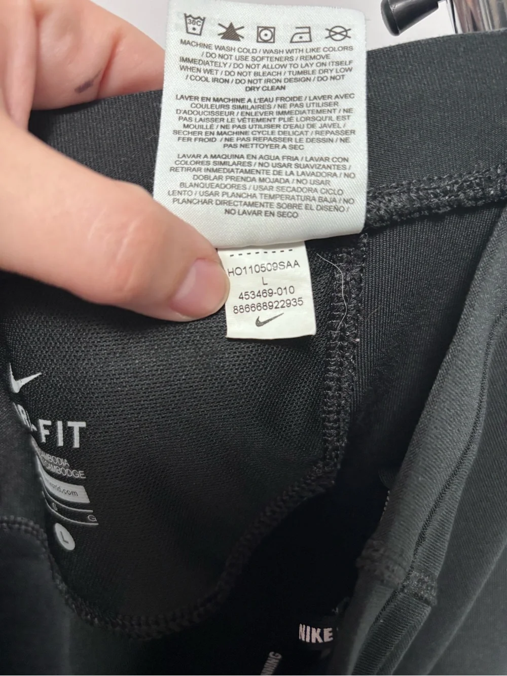 Nike Women Large Running Dri Fit Black Reflective Athletic Tights Tie Waist EUC